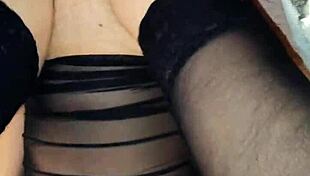 wife in lingerie and stockings claims this is the best job ever