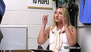 Blonde Cougar Rides Officer's Fat Dick on Office Desk