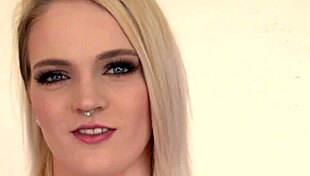 Feeling aroused by leggy blondie Carly Rea's intense fingering and masturbation in casting interview.