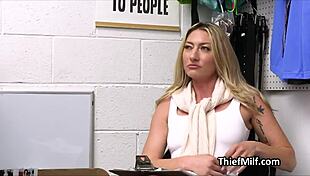 Blonde Cougar Rides Officer's Fat Dick on Office Desk