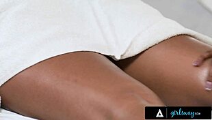 coworkers august skye and ana foxxx receive detailed finger butt massage from ebony masseuse destiny mira