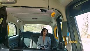 French Ebony Cheats in Taxi with Public Cowgirl Riding for Cash