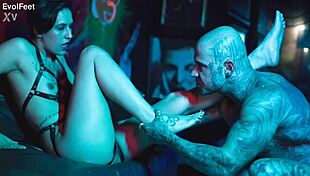 Latina Gags On Vibrator While Feet Touch Cock