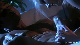 horny short hair blonde sucks and rides boyfriend's cock on sofa