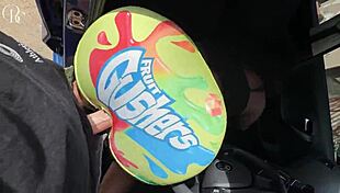 Ebony beauty with big ass gets quickie through shorts hole at car wash