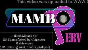 Spanish slut fucked by four big cocks.