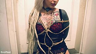 Blonde Princess Tied Up for Intense Foot Licking and Deepthroat Worship!