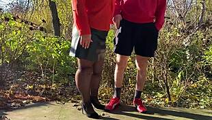 Mother-in-law gets daring holding my dick during outdoor pee moments