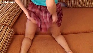 Skinny Blonde Teen Feels Intense Pleasure Riding Her Fake Cock