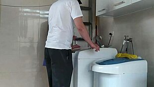 Housewife seduces technician for quick fuck in the house!