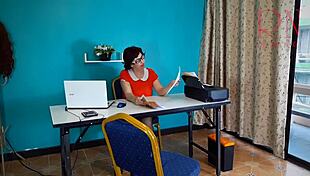 Sexretary secretary caught flashing pussy on office security cam, wild stuff!