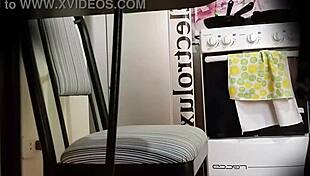 Friend of my stepsister visits, showing off her upskirt