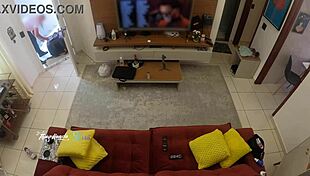 Hot wife Thay Ksada recognized by delivery man lets him suck her on living room sofa