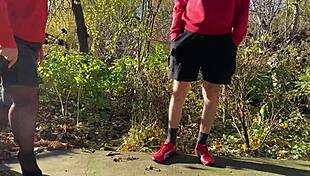 Mother-in-law gets daring holding my dick during outdoor pee moments