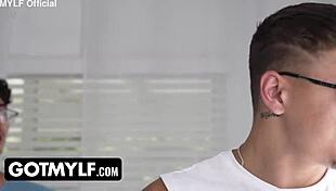 whoa, stepmom and stepson sharing a massive orgasm in mmf threesome! 🔥