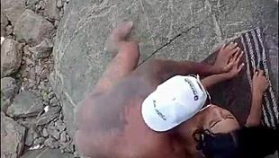 Bolt Jones fucks young Angel Ferraz on nudist beach in front of everyone