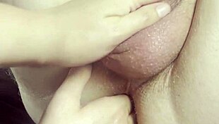 closeup of extreme ass fingering leading to huge cum shot