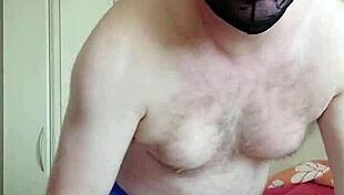 Chubby Girl Massages Legs In Blue Leggings