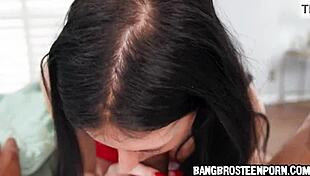 Cute Stepsister Teen Sucks Stepbro’s Dick Before Intense Action