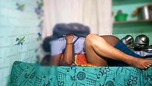 Tamil college student with long hair and her brunette teacher meet in the dorm bedroom