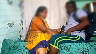 Tamil college student with long hair and her brunette teacher meet in the dorm bedroom