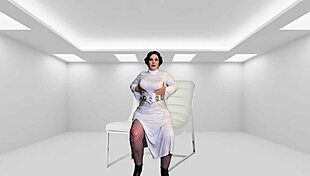Granny princess leia explores her dark side with finger fucking and orgasm in costume