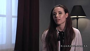 Brunette tied up and anal banged