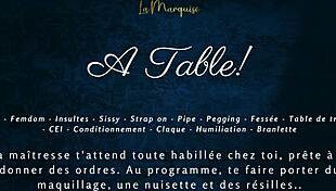 damn, milking table sissy cei with french femdom audio!