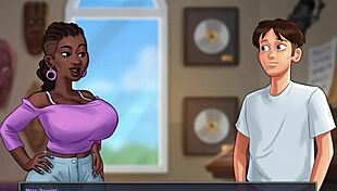 Playing Summertime Saga with Miss Dewitt in cowgirl position