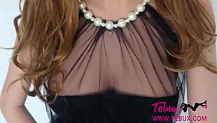 This brunette beauty acts like a real life sex doll with big tits