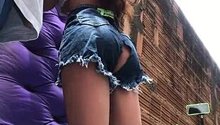 Intense ass fucking with sex toy in favela