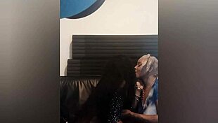 Teen Ebony Friends Kissing and Using Strapon Dildos in Front of Boyfriend