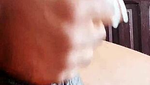 oh wow, i'm masturbating with my new toy in the dorm, moaning loudly!