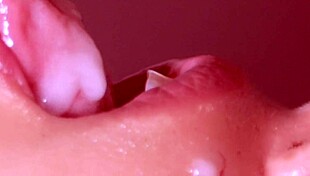 Uncensored japanese cutie gives close-up blowjob with cum finish