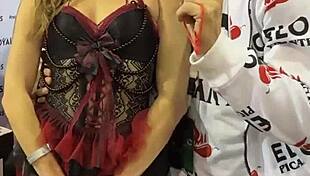 katie kush takes on elo podcast challenges, showing off her big tits