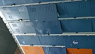 Guy jerks off in gym bathroom