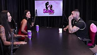 Wow! Duas morenas strip him down after dirty talk about wild oral tips!