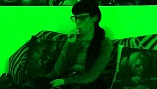 beth kinky sexy goth domina smoking in green light pt1 hd