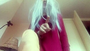 Stepmother's blindfolded surprise with husband in old comic.