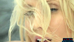 Amazing big boobs blonde milf strips for dream date night.