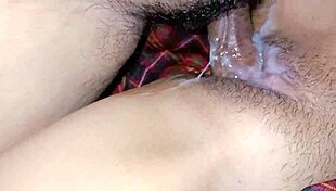 Delivery driver quickly cums inside and outside juicy pussy in dorm