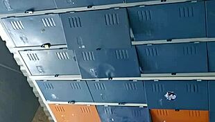 Guy jerks off in gym bathroom