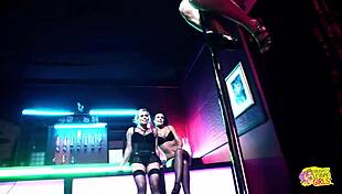 two horny sluts watching striptease decide to strapon fuck the stripper 🔥