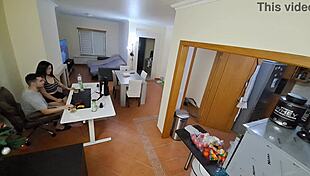 Maid in flip flops gets intense internal cumshot during cowgirl ride