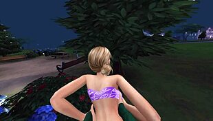 Fitness babe helps old man cum in public after catching him in bushes