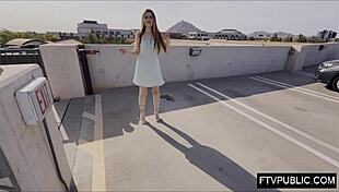 public anal solo with upskirt flashing outdoors