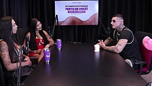 Wow! Duas morenas strip him down after dirty talk about wild oral tips!