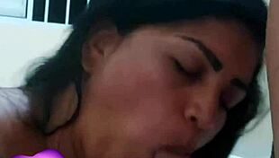 Nicoly Mattos' sweaty adventure: blowjob without condom leading to creampie, then playfully extracting cum from her ass.