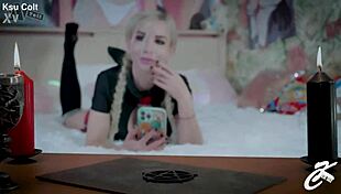 Stretch holes with toys in cosplay for Halloween