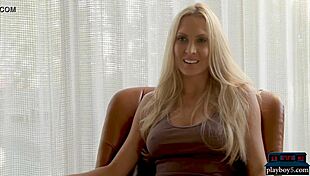 Amazing big boobs blonde milf strips for dream date night.